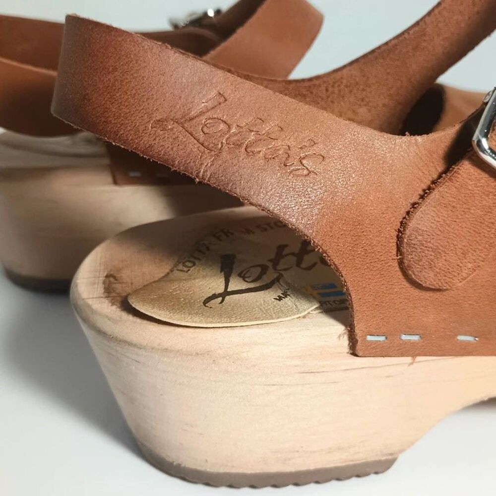Lotta's Stockholm Wood Leather Highwood Brown Clogs Nubuck Leather 38/7.5 - Picture 5 of 12